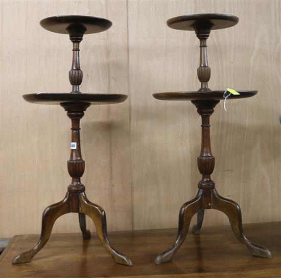 A pair of mahogany two tier wine tables W.40cm